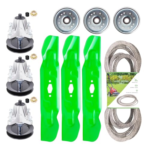 54 inch Deck Lawn Mower Spindle Kit Parts for MTD Cub Cadet ZT1 ZT2 Troy Bilt Mustang 54XP Z54 Craftsman Z7600 Z5800 Include 3 spindle 618-09236 3 Blade 742P05086 2 Idler GY22082 1 Belt 754-04329