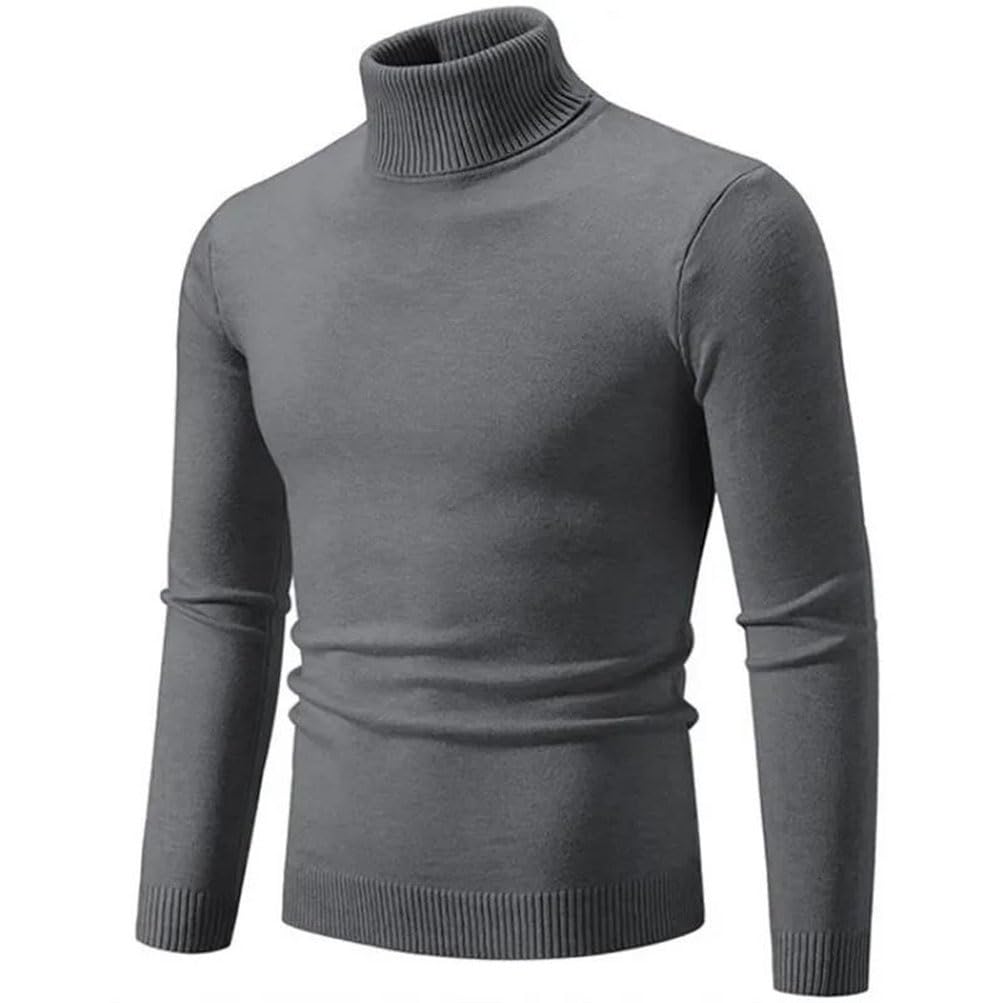 Suéter de cuello alto para hombre, de invierno, informal, de color liso