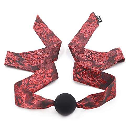 Image of Silicone Open Mouth Ball Gag with Jacquard Ribbon for Men Women