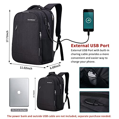 Canway Laptop Backpack For Men And Women - Travel Backpack With Usb Charging Port Anti Theft Business School College Backpack Bookbags Fit 15.6 Inch Laptops And Notebook, Water Resistant - Black #TOP1