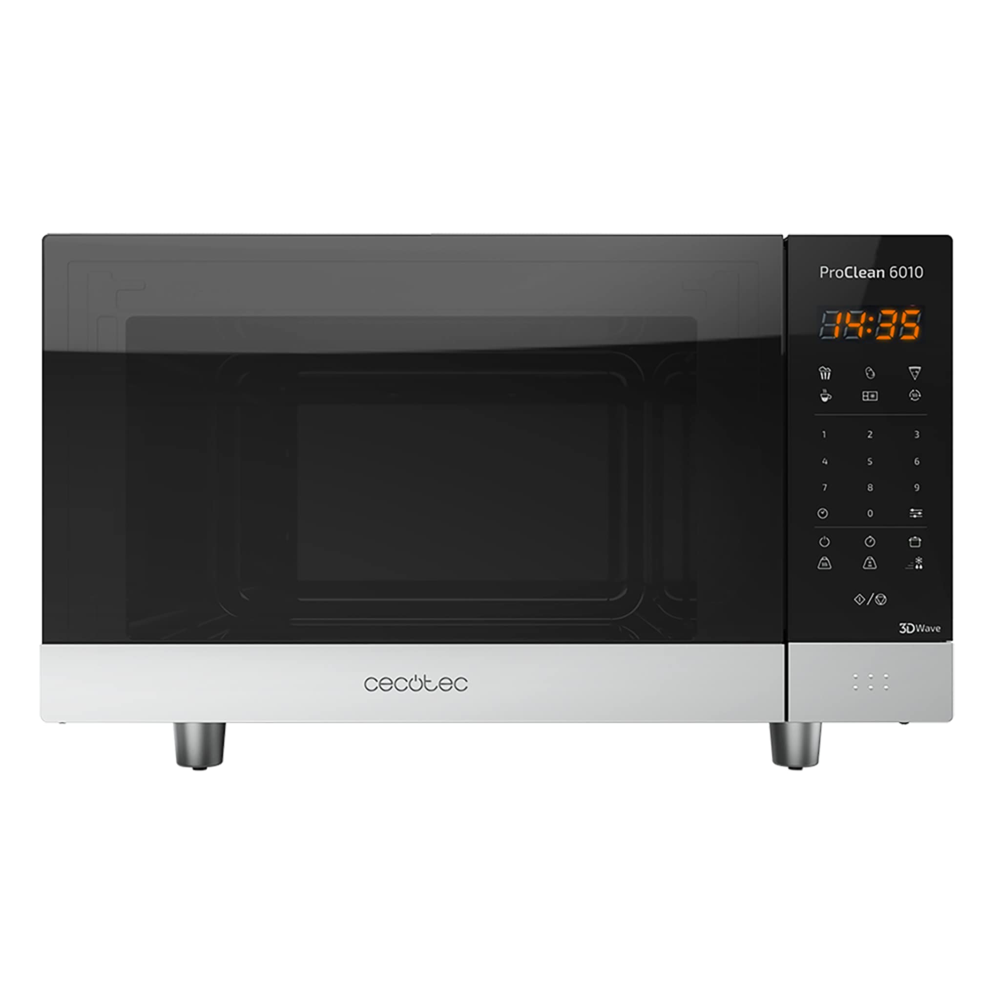 Cecotec Forno a Microonde nero ProClean 800 W, 23 litri, Rivestimento Ready2Clean per una migliore pulizia, pannello di controllo e tecnologia 3DWave, controllo touch, acciaio inossidabile Digital 23 L Nero Inox