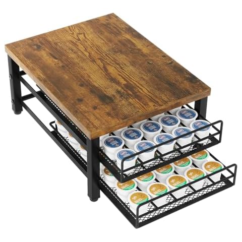 IBUYKE 2-Tier Coffee Pod Drawer Holder for K Cup, Capsule Pods Storage Organizer, Compact Under Coffee Pot Storage Drawer, Slim Home Kitchen Counter Organizer TCJ002H Cover