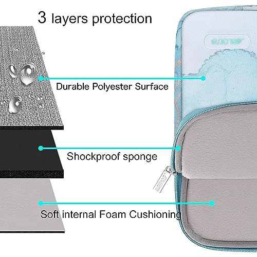 Image of MOSISO Laptop Sleeve Case Compatible with 13-13.3 inch MacBook Pro, MacBook Air, Notebook Computer, Polyester Vertical Watercolor Marble Bag, Turquoise