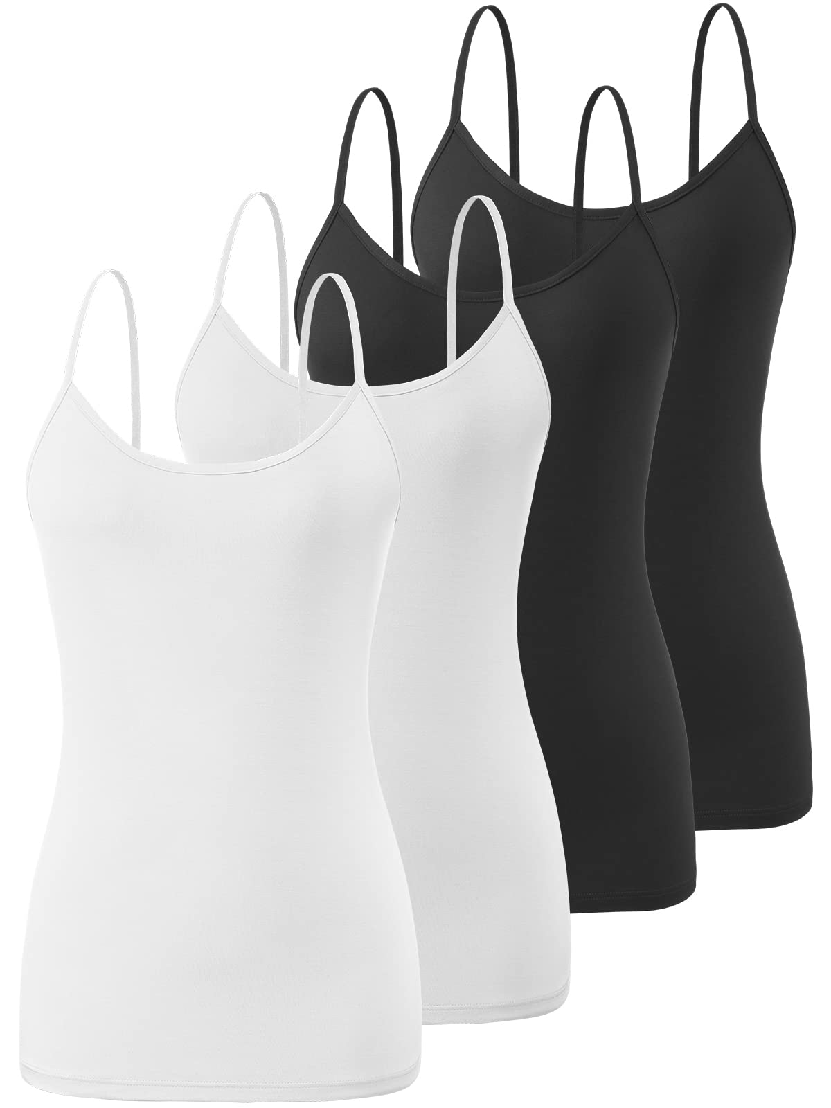 4 Pack Camisole Tops for Women Basic Undershirt Tanks Adjustable Spaghetti Straps Camis Seamless Soft Layering Top
