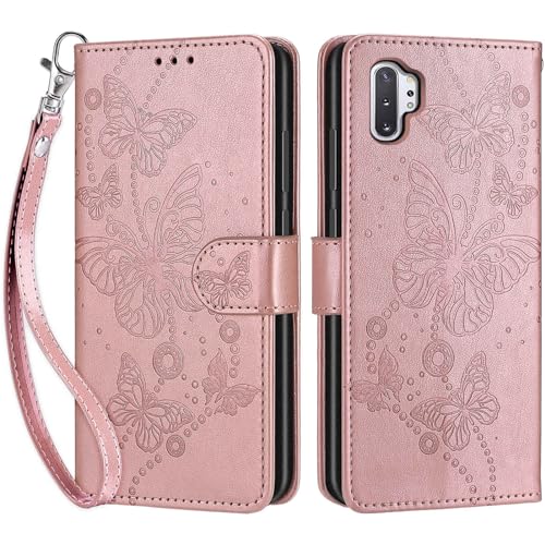Funda para Samsung Galaxy Note 10 Plus, Carcasa Libro de Cuero Piel Billetera Case Flip Cover con Kickstand, Hebilla Magnetica, Ranuras para Tarjetas Carcasa para Samsung Note 10 Plus Funda (Oro Rosa)