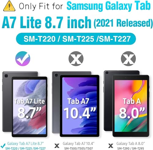 Image of TGK Heavy Duty Hybrid Case for Samsung Galaxy Tab A7 Lite 8.7 inch Shockproof Sturdy Cover with Rotating Stand, Handle and Pen Holder Black