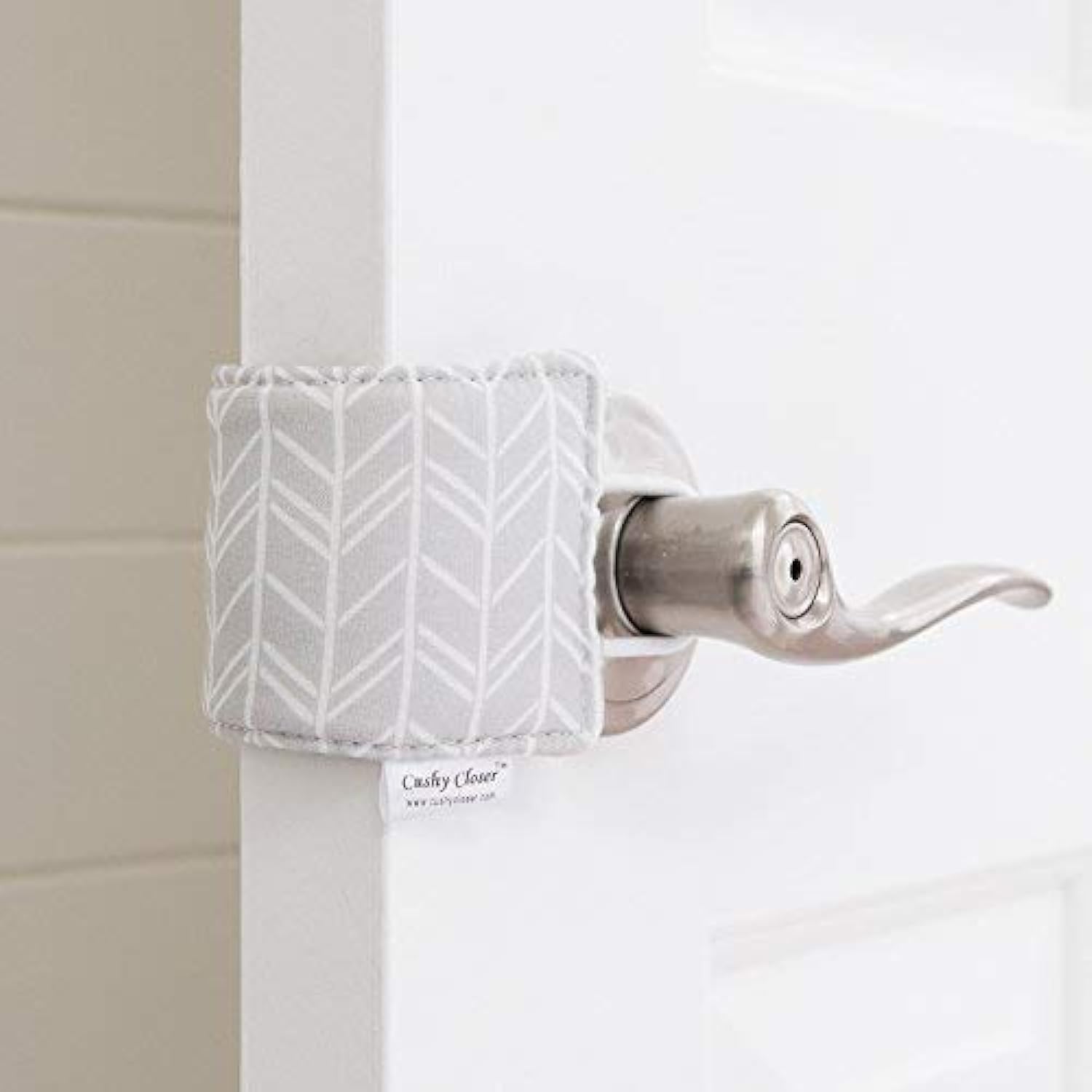 Heywood Cushy Closer Baby Safety Door Latch Cover for Quiet Doors (Birch - Gray)