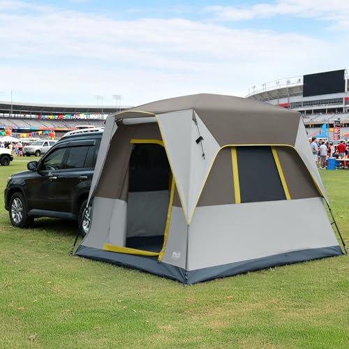 TIMBER RIDGE 5 Person SUV Tent Weather Resistant Portable for Car SUV Van Camping, Includes Rainfly and Storage Bag, 10' W X 8' L X 7.1' H Khaki
