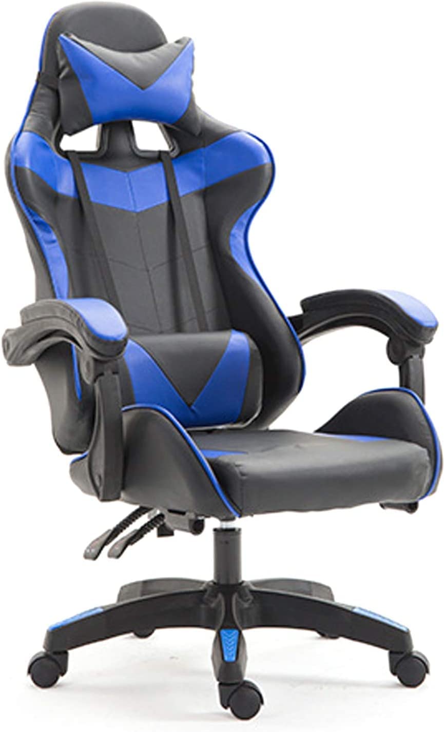 PU Leather Ergonomic Support Chair - Blue/Black