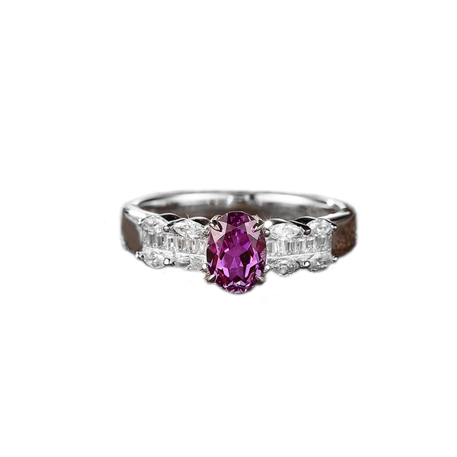 Anillo para mujer con zafiro creado de oro blanco de 1 ct, anillos de boda de oro auténtico, elegantes anillos de banda para mujeres