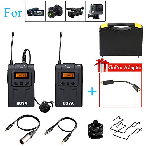 BOYA BY-UM48C UHF 48-Channel Wireless Lavalier Microphone System for Canon Nikon DSLR Camera