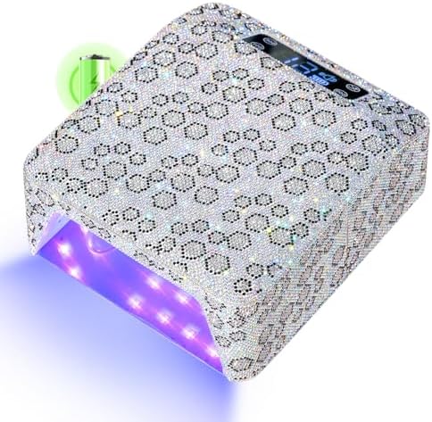 UV Light for Gel Nails, CHRISTINE SHELLY UV Nail Lamp, 96W Rechargeable Professional Diamond LED Nail Dryer with 4 Timer Setting, Touch Control&Auto Sensor, Fast Nail Light Curing Lamp for Salon&Home
