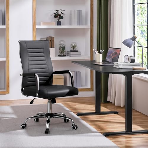 Miniatura 2 de Yaheetech Silla de Oficina Silla con Respaldo Alto Silla para Hogar Oficina Silla Ergonomica Tapizada PU Capacida de Carga 136 KG Negra
