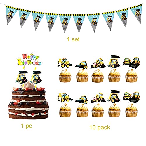 Forfamy Jonge partyset, bouwplaats motief bulldozer graafmachine - 89-delig, bouwvakkerset party favors met borden… - Image 4