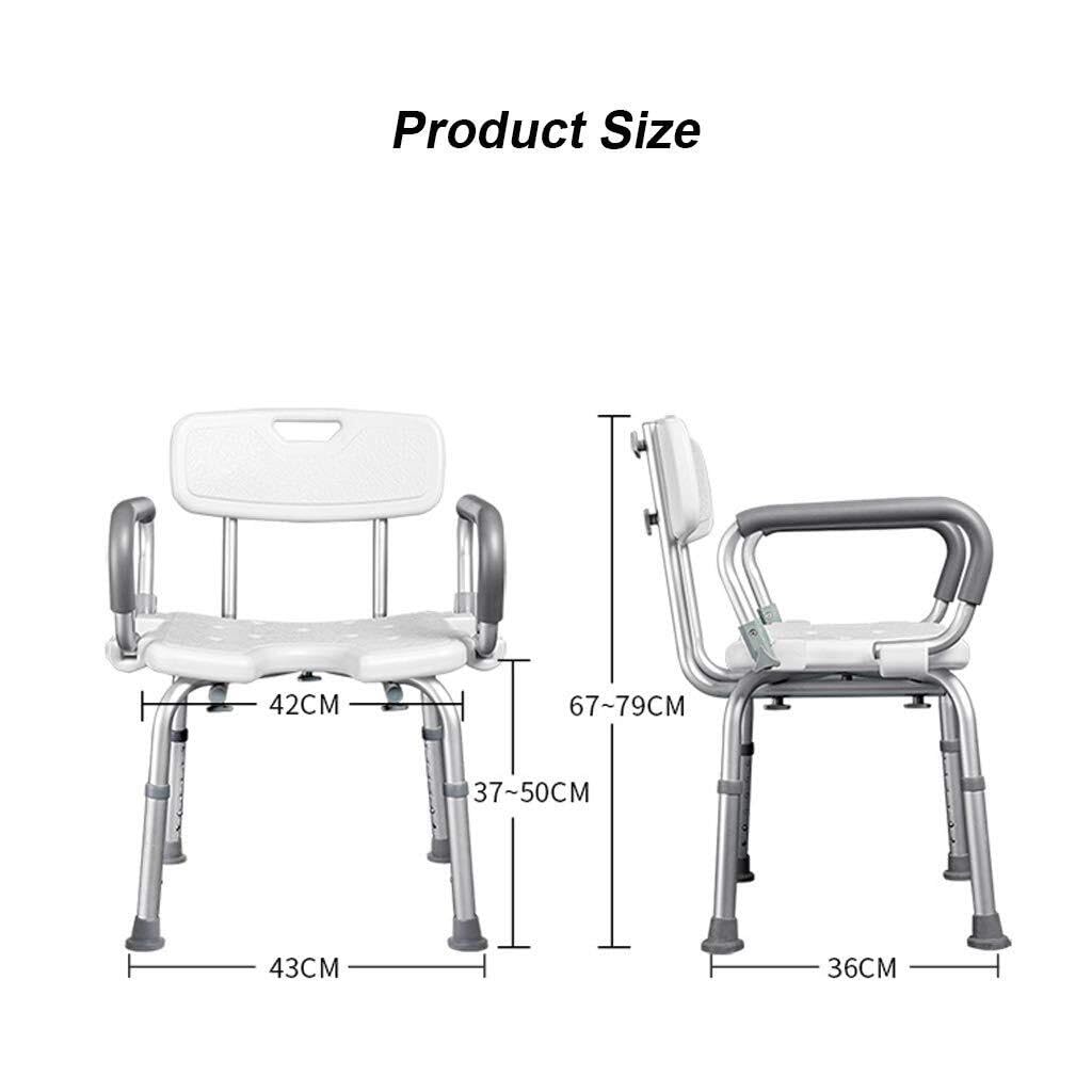 Silla de ducha, taburete de ducha ergonómico para bañera, asiento de baño de plástico moldeado con respaldo acolchado para pasamanos (A)