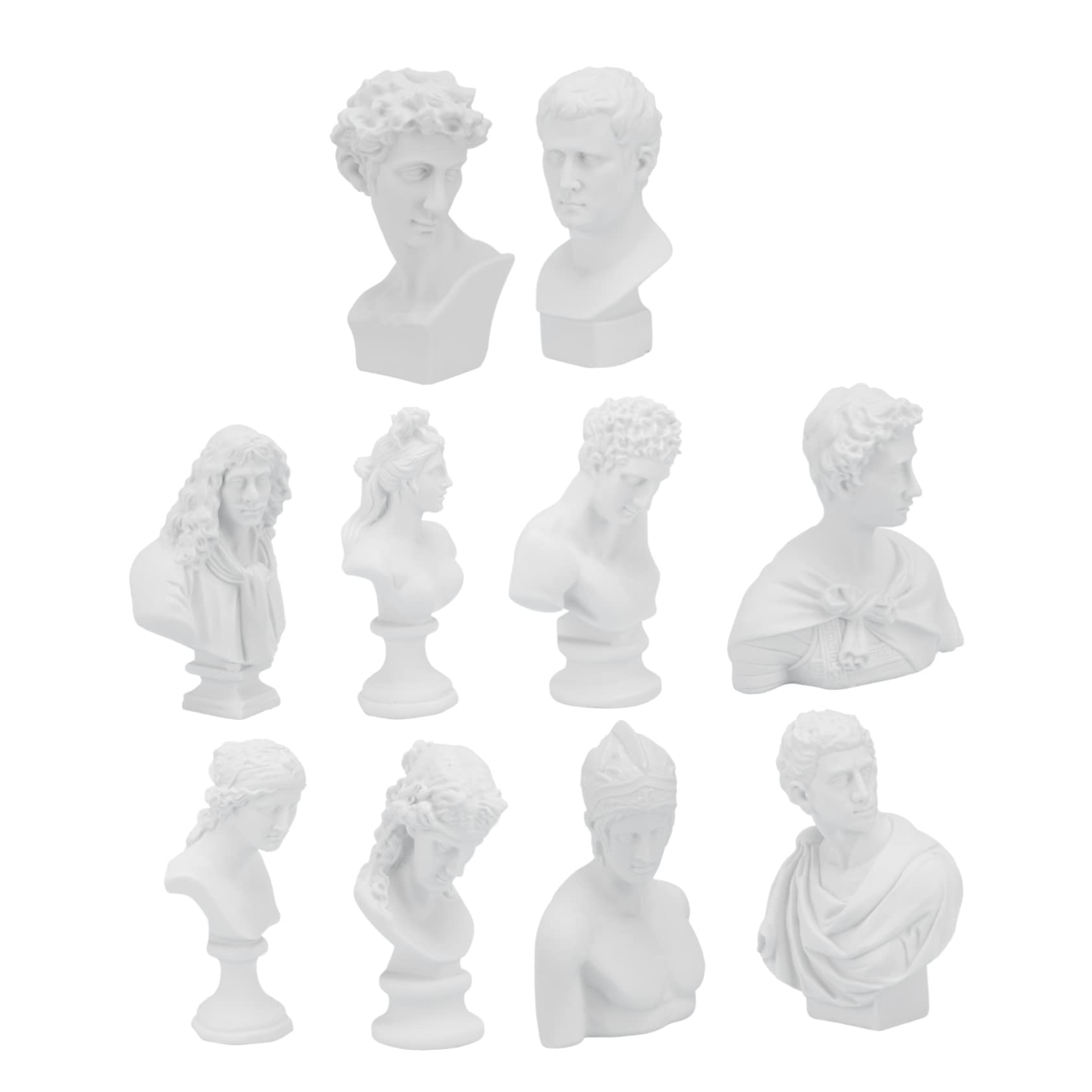 10 Piezas Resina Yeso Figura Maniquine Busto Estatua Romana Resina Yeso Miniatura Romano Escultura David Resina Escultura Hogar Artesanía Carácter Boceto Resina