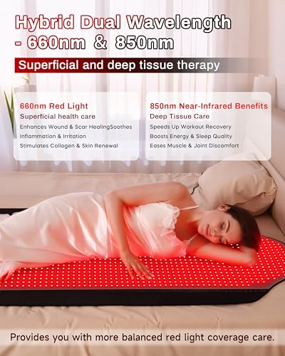 72"x33.3" Medical-Grade TPU Red Light Therapy Mat for Full Body Pain Relief, FSA&HSA Infrared Light Therapy Blanket for Home Use - Image 4