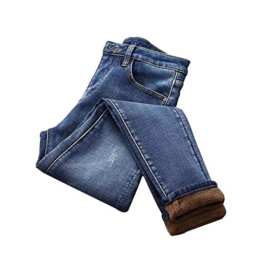 RollingBronze Pantalones vaqueros elásticos para mujer de cintura alta, con forro de felpa grueso