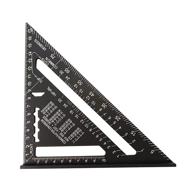 Escuadra de carpintero 180MM regla triangular de aluminio, transportador multifuncional con ángulo de 90 grados, negro