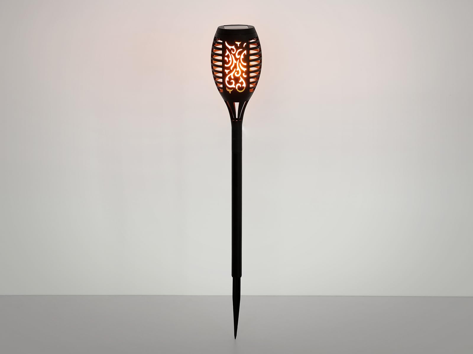 Pochodnie solarne w zestawie 6 szt. z efektem płomienia, tworzywo sztuczne, czarne, wysokość 49,5 cm