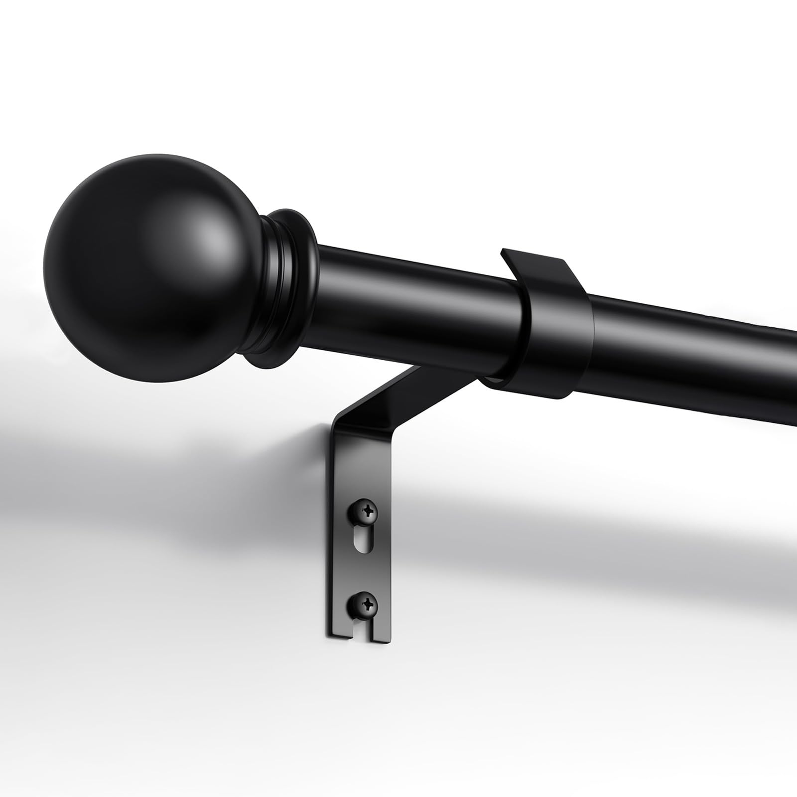 PeSenp Curtain Poles 87-321cm, 16mm Diameter Curtain Rod with Round Finials, Small Curtain Poles for Eyelet Curtains, Black Metal Curtain Pole Includes Brackets & Fittings Set — image 1