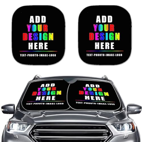 Image of Customized Sunshade Visor Foldable 2-Piece Car Windshield Sunshades Auto Sun Visor Heat Protection Removable Automotive Accessories Fit Car Front Window for Trucks SUV Van