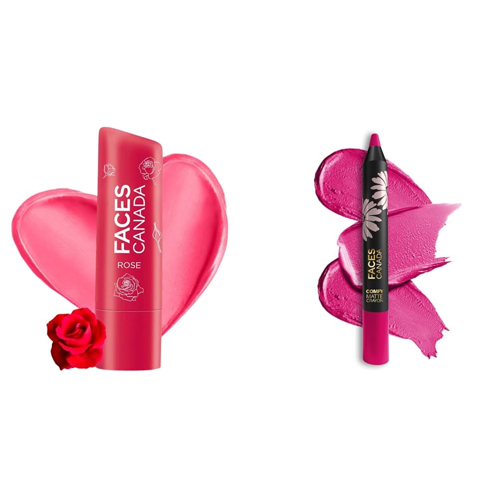 FACESCANADA Color Lip Balm - Rose Petal 03, 4.5g & Comfy Matte Lip Crayon - Whatever 10, 2.8g-image-49