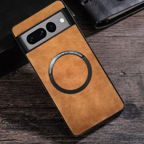 Custodia magnetica per Google Pixel 9 compatibile con MagSafe custodia opaca di alta qualità per 9 flessibile delicata sulla antigraffio marrone giallo pelle