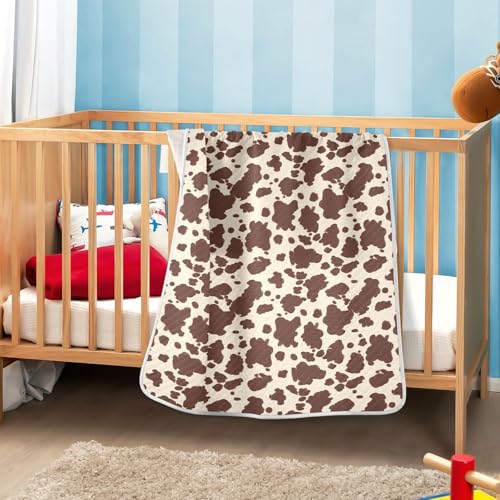 Image of Baby Blankets for Baby Boy or Girl Soft Crib Receiving Blanket for Infant Toddler Kid Crib Bedding 30X40in Cow Print