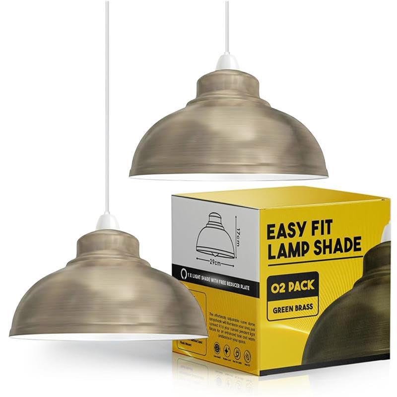 Metal Green Brass Ceiling Lamp Shade 29cm Easy Fit Light Pendant Modern Ceiling Lighting Shade for Bedroom, Hallway, Office Industrial Kitchen Hanging Home Decor Light Shade Pendant