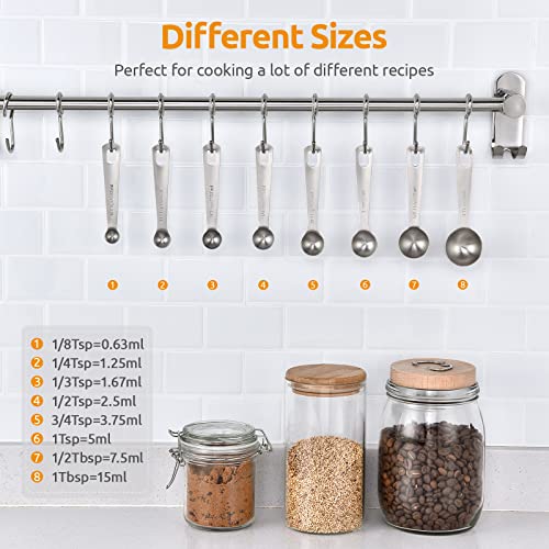 Image of U-Taste 18 /8 Stainless Steel Measuring Spoons Set of 8, Teaspoon Tablespoon
