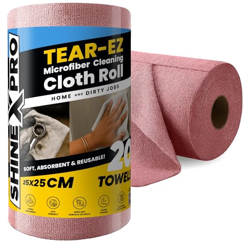 ShineXPro Microfiber Cleaning Cloth Roll, 20Pcs, 4000 Times Washa...