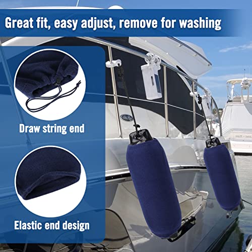 Image of Affordura Boat Fender Covers | 4 Packs (Navy Blue) | Size: 8.5″ x 16″ | Marine Bumper Covers, Premium Fleece Material, Great for 6.5 inch Fender