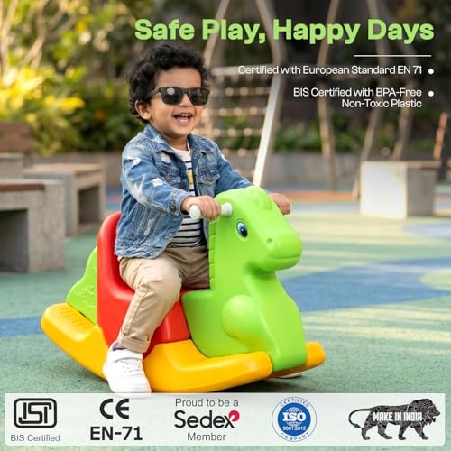 Image of Toyzone 2 in 1 Rocking Horse Ride On| Baby Rocker with Comfortable Seat & Back Support | Durable Child-Safe Design | Smooth Rocking Base | Indoor Play Toy | 1-4 Years