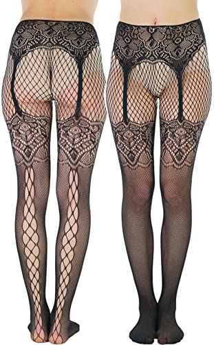 Image of ToBeInStyle Women's Full Footed Pantyhose with Thigh High Designs