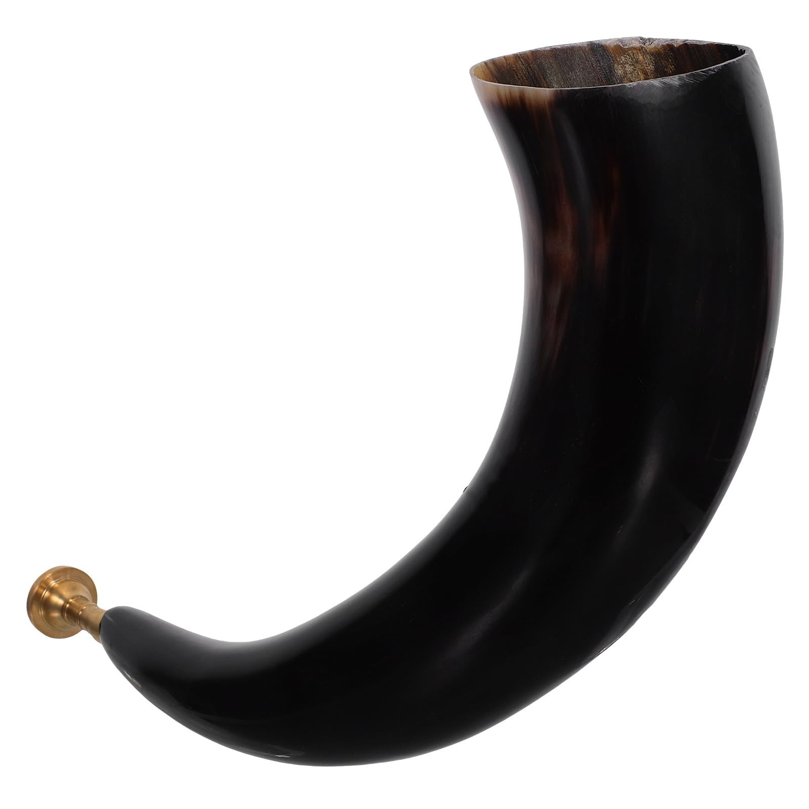 Corne Viking en Corne de Bœuf Noire Légère et Faite Main, Accessoire Rustique pour Décorations à Thème Historique et Fêtes Costumées