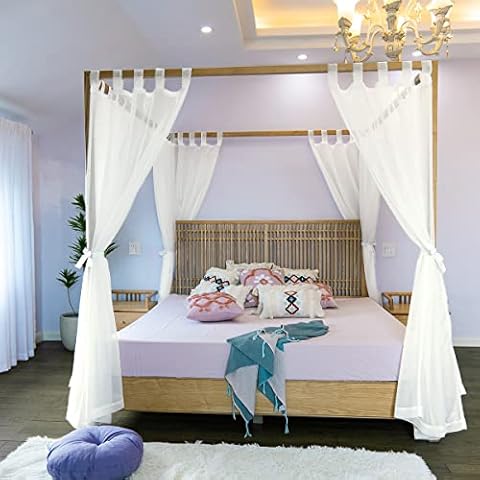 Linentalks Sheer Canopy Bed Curtains Cover