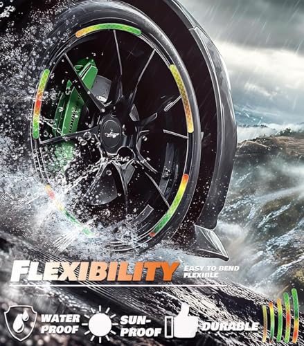 Image of REDWIND Anti-Collision Glow in The Dark Wheel Rim Stickers Night Reflective Tape Warning Sticker for Decoration Universal for All Cars Bikes Motorcycles Bicycle Trucks and etc(20 Strips) (Multi Green)