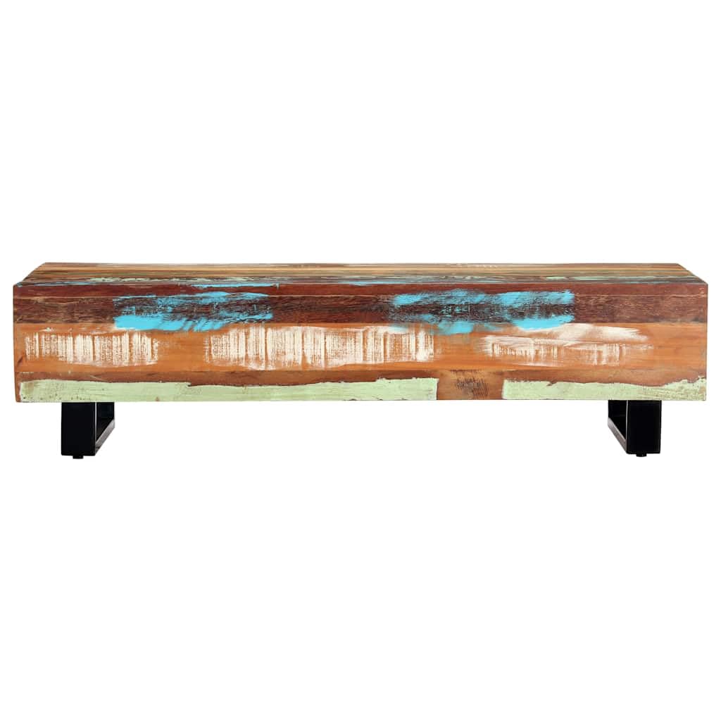 Mesa de café 120 x 50 x 30 cm madera maciza recuperada acero