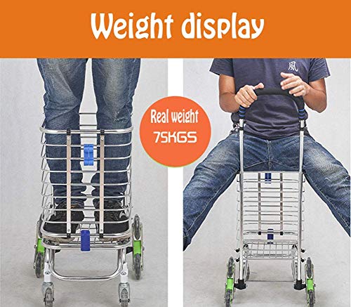 QHYXT Zusammenklappbarer, Faltbarer Einkaufstrolley für den Markt, Wäsche, Garten, Trolley, Edelstahl, verschleißfestes… – Bild 7