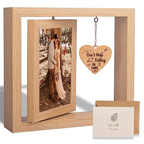 GUANKE Couple Picture Frames, Rotating Romantic Picture Frames for Boyfriend Girlfriend, Husband