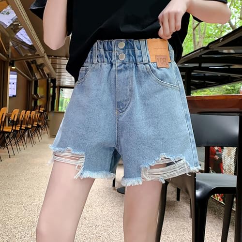 Shorts vaqueros de verano para adolescentes con doble botón y diseño elástico 3