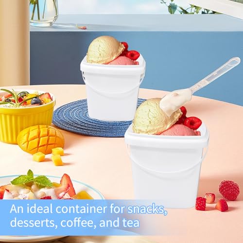 26 Pcs Plastic Food Containers with Lids and Handle 67 Oz 2 Qt 0.5 Gallon Kitchen Food Storage Buckets Reusable Square Deli Storage Buckets for Ice Cream, Freezer and Microwave