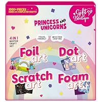 Unicorn Princess Craft Kit for Girls | 24 Kids Arts and Crafts Project Activities | Dot, Foam, Scratch Foil Art Stocking Stuffers | Birthday Holiday Christmas Gift Toys for Girls Ages 4-8 Years Old