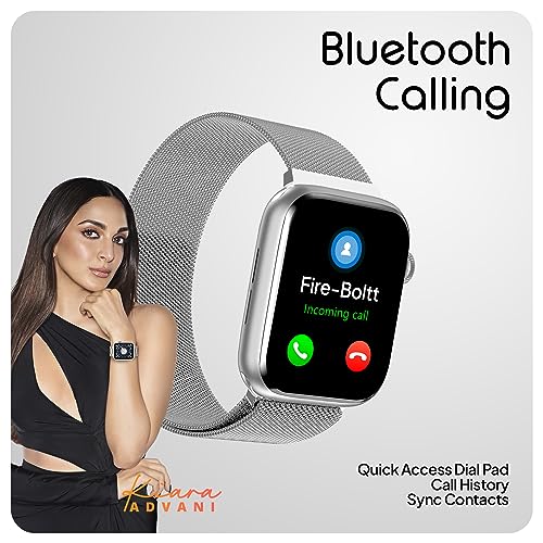 Image of Fire-Boltt Vogue Large 2.05 inch Display Smart Watch, Always On Display, Wireless Charging, App Based GPS with Bluetooth Calling & 500+ Watch Faces (Steel Silver)