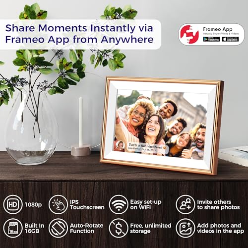 FRAMEO Digital Picture Frame ELIME 10.1 Inch WiFi Digital Photo Frame
