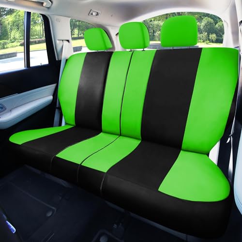 Image of FH Group Car Seat Covers Rear Set Cloth - Universal Fit Automotive Seat Covers, Low Back Front Seat Covers, Solid Back Seat Cover, Washable Car Seat Cover for SUV, Sedan and Van Green