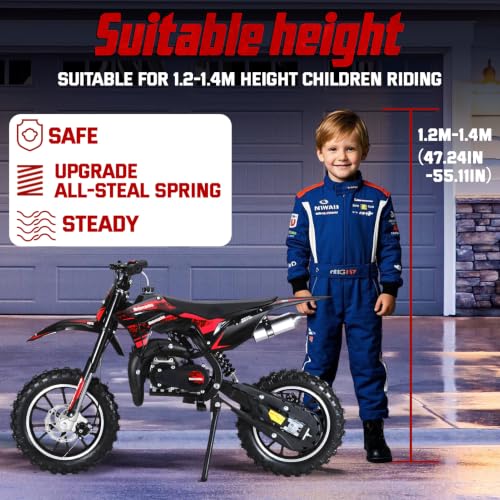 Image of 2026 New 50cc Dirt Bike for Kids 2-Stroke, Toddler Gas Powered Mini Bike with Front Rear Disc Brakes, Speeds up to 40KM /H, Gas Motorcycle for Children, Ideal Gifts for Boys Girls, Blue (Green)
