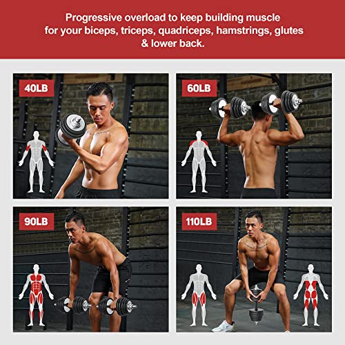 Runwe Pure Steel Adjustable Dumbbells - Barbell Weights Set 90 Lb Exercise Fitness Dumbbells Free Weight At Home Gym Office #TOP5