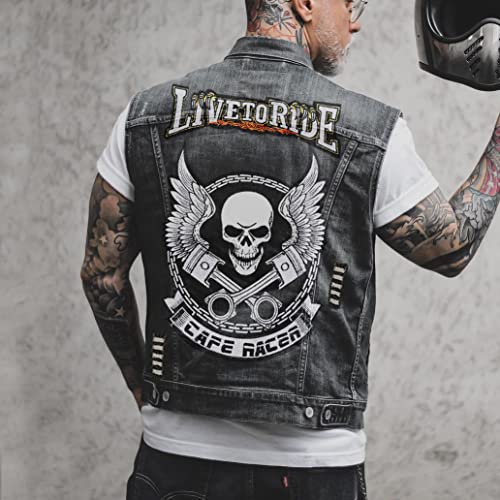 IFIKK Gilet di Jeans da Uomo di Grandi Dimensioni